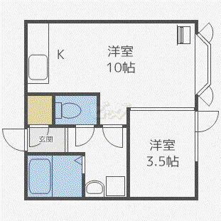 ジークフリート平岸(1LDK/3階)の間取り写真