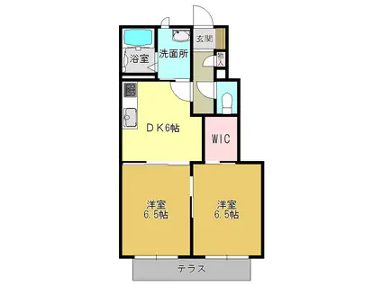 メゾン・シャトレールB棟(2DK/1階)の間取り写真