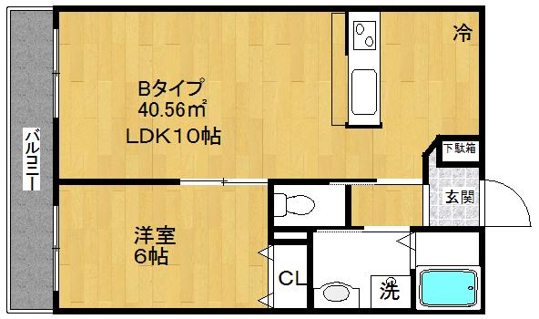 シェモア東砂(1LDK/1階)の間取り写真