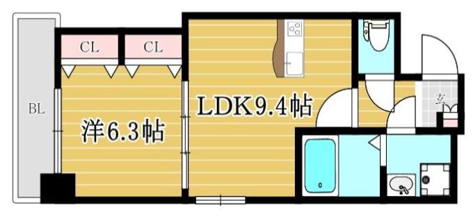 プレジールTJ(1LDK/5階)の間取り写真