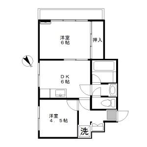 田園武蔵マンション(2LDK/3階)の間取り写真