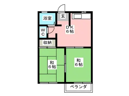 向ヶ丘ハイツ(2DK/1階)の間取り写真