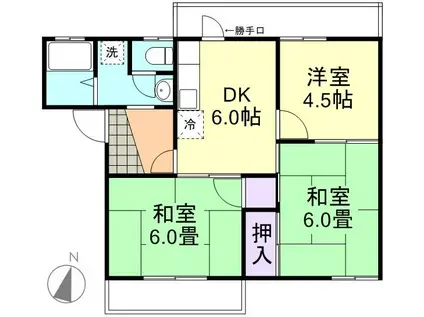 コーポ三宅B棟(3DK/2階)の間取り写真