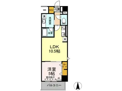 リモナーデ府内(1LDK/6階)の間取り写真