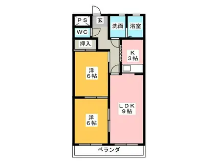 ピュアパレスNISHIKANI(2LDK/2階)の間取り写真