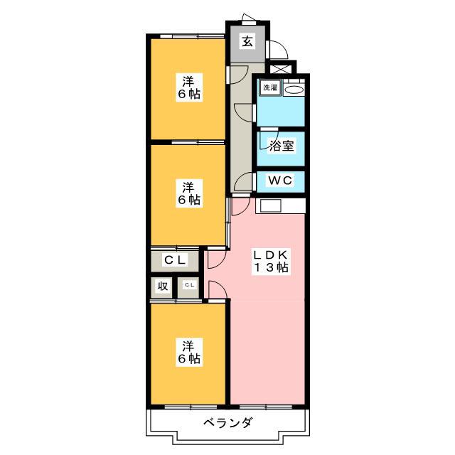 ベルメゾン若森(3LDK/3階)の間取り写真