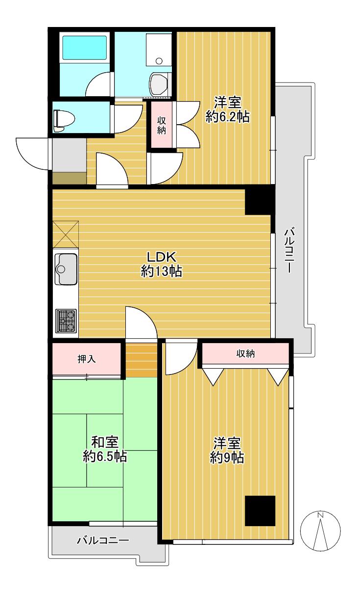 グリーン大山東館(3LDK/8階)の間取り写真