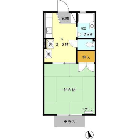 コンフォールUMINO(1K/1階)の間取り写真