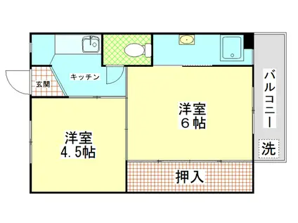 ビレッジハウス青山5号棟(2K/4階)の間取り写真