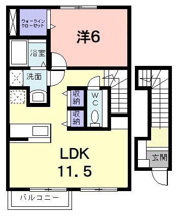 サンリットB(1LDK/2階)の間取り写真