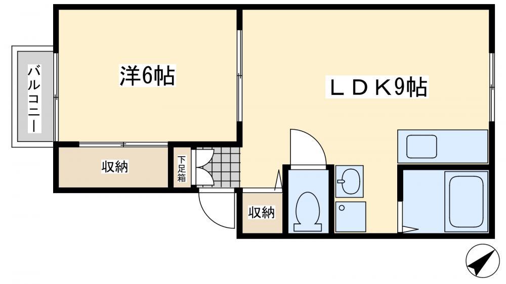 サンシティフォーゲル(1LDK/2階)の間取り写真