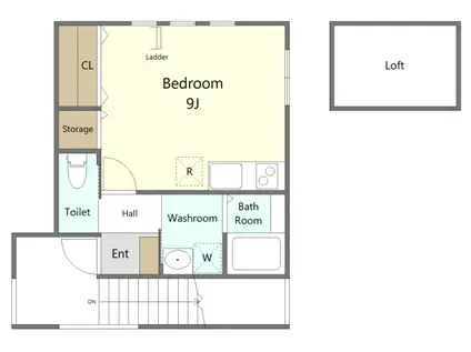 ブルーム ロフト&専用トランクルーム付きワンルーム (ワンルーム/2階)の間取り写真