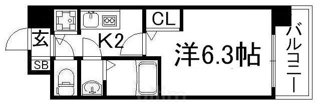 プレサンス京都五条天使突抜(1K/4階)の間取り写真