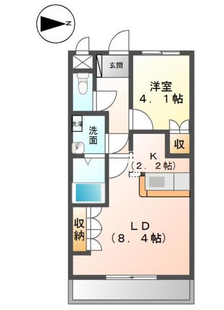 フローリッシュ若宮(1LDK/2階)の間取り写真