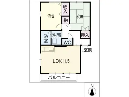 レザンフィールド A棟(2LDK/2階)の間取り写真