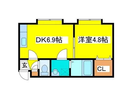 オーシャンビル北星学園前(1DK/2階)の間取り写真