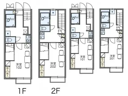レオパレス北八王子A(1K/2階)の間取り写真
