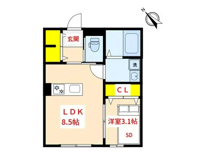 BIJOU(1LDK/1階)の間取り写真