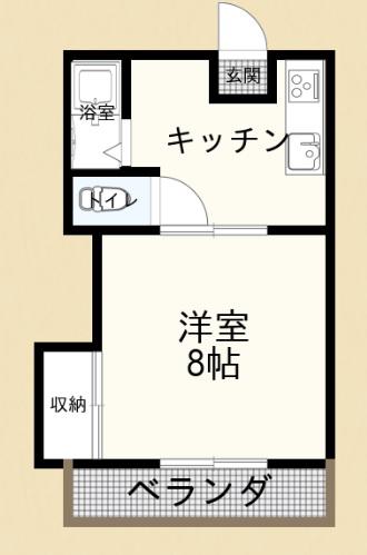 荻野ハイツ(1DK/1階)の間取り写真