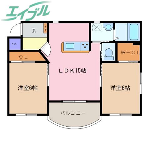 シンシア(2LDK/2階)の間取り写真