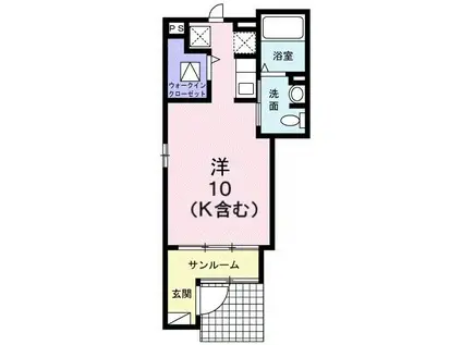 グラース・エム(ワンルーム/1階)の間取り写真