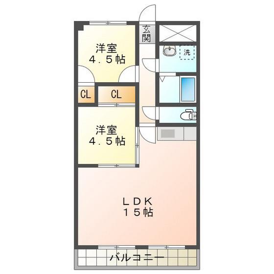 リパルティーレ津新町(2LDK/4階)の間取り写真
