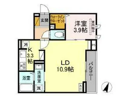 D-カヴェリ本千葉(1LDK/3階)の間取り写真