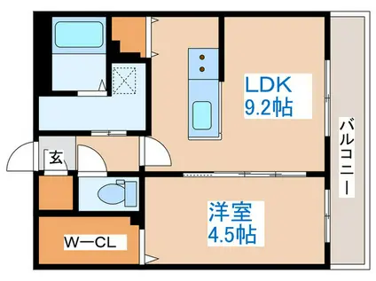 プライマル札幌桑園(1LDK/9階)の間取り写真