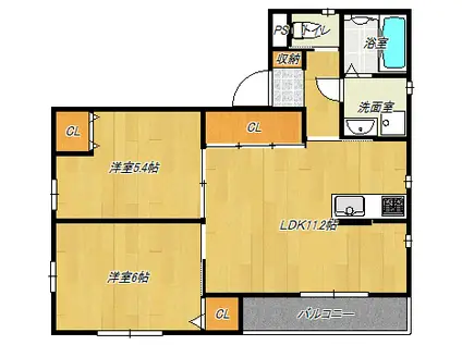 ラルゴ楠公(2LDK/2階)の間取り写真