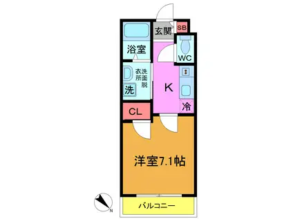 ラントヴィル西船橋(1K/2階)の間取り写真