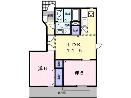 カーサエスト内原(2LDK/1階)の間取り写真