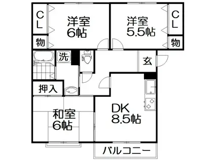 クレール 藤が尾(3LDK/1階)の間取り写真