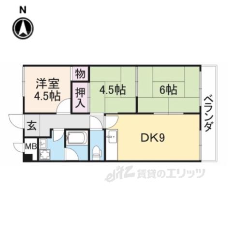 メゾン大和東生駒(3LDK/2階)の間取り写真