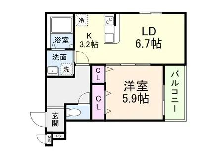 フジパレス教興寺三丁目II(1LDK/3階)の間取り写真
