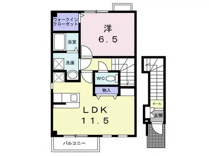 プラシードII(1LDK/2階)の間取り写真