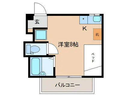 ハイツ佐保(ワンルーム/1階)の間取り写真