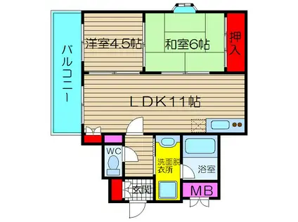 みのりハイツ(2LDK/7階)の間取り写真