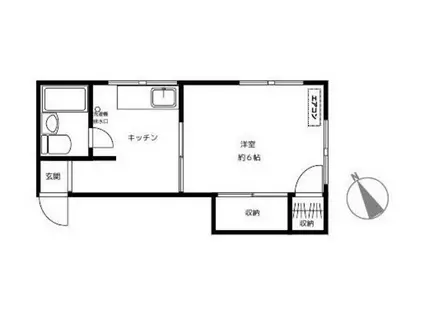 山田アパート(1K/2階)の間取り写真