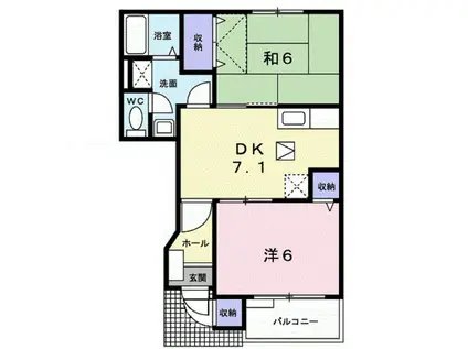 パークヒルズ(2DK/1階)の間取り写真