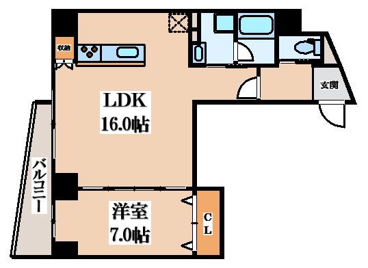 プレミアム長瀬駅前(1LDK/7階)の間取り写真