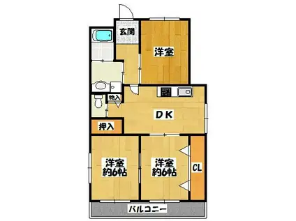 マルワハイツI(3DK/2階)の間取り写真