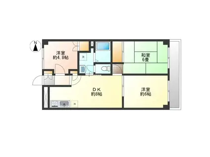 ファインコート国立(3DK/2階)の間取り写真