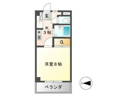 ハイネス21(1K/1階)の間取り写真