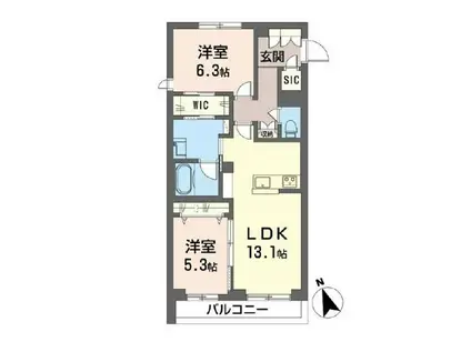 グランコート日吉(2LDK/1階)の間取り写真