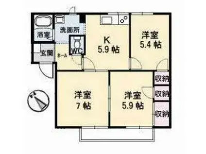 エトワールA棟(3K/1階)の間取り写真