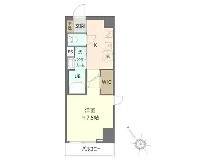 JR総武線 新小岩駅 徒歩9分 10階建 築5年(1K/6階)の間取り写真