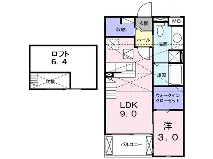 カレントA(1LDK/2階)の間取り写真