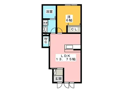 アネシス赤坂大門 B棟(1LDK/1階)の間取り写真