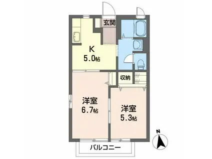 プランドール(2K/1階)の間取り写真