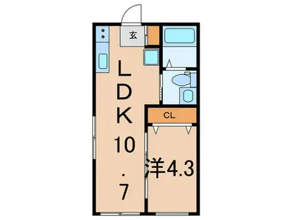 リベラ上平間(1LDK/4階)の間取り写真